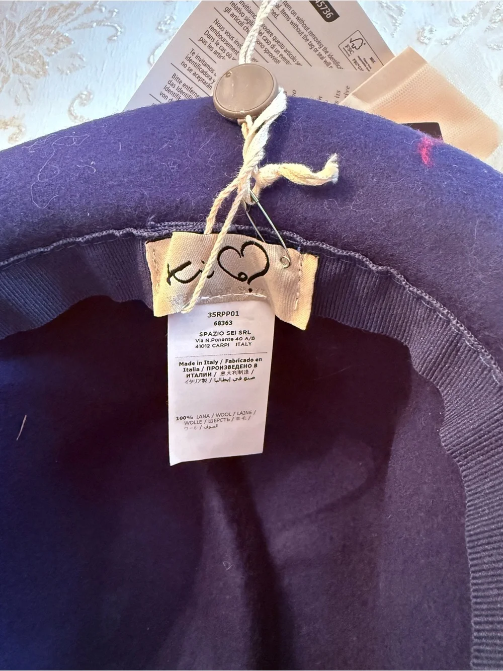 OTTO Navy Felt Cloche Hat with Side Bow